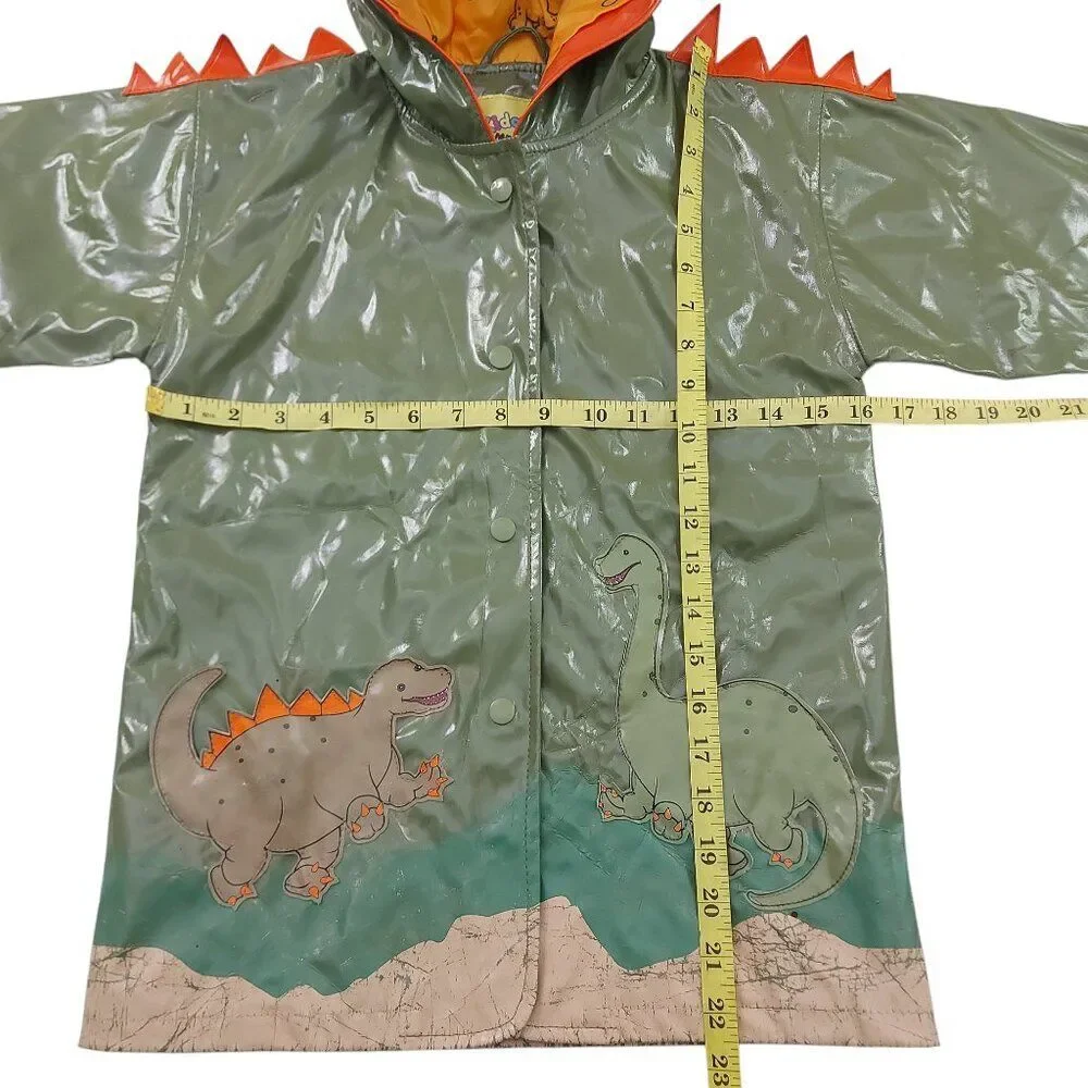 Kidorable Dinosaur Raincoat Kids 4/5 Green Spikes and Volcano All-Weather Snaps